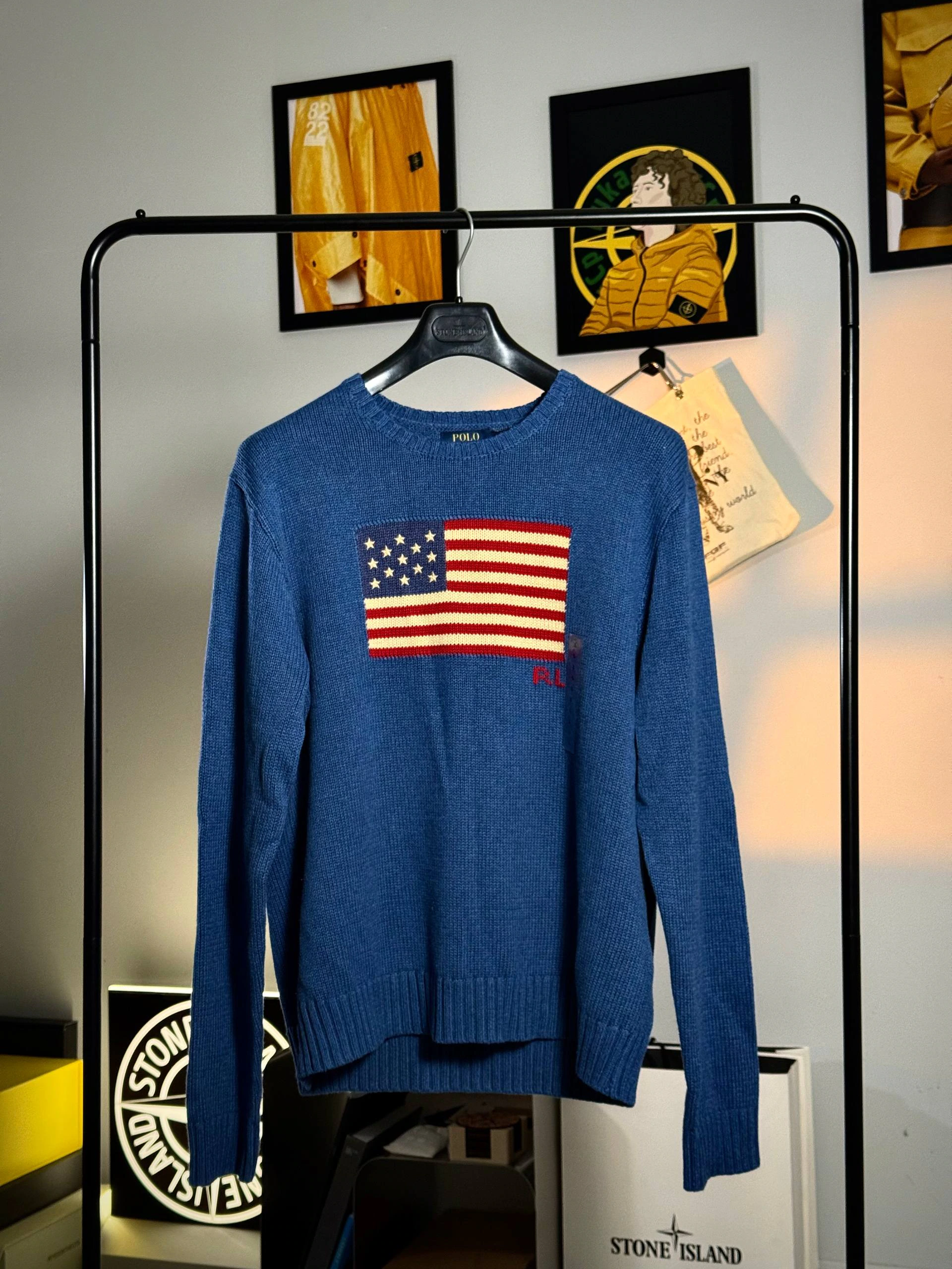 Polo Ralph Lauren Blue American Flag Wool Jumper, фото 1